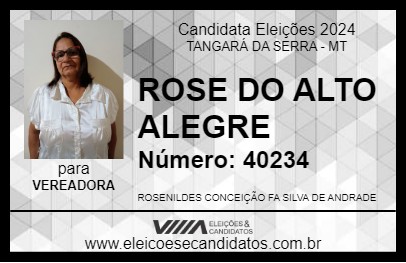 Candidato ROSE DO ALTO ALEGRE 2024 - TANGARÁ DA SERRA - Eleições