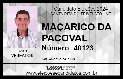 Candidato MAÇARICO DA PACOVAL 2024 - SANTA RITA DO TRIVELATO - Eleições