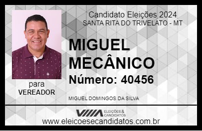 Candidato MIGUEL MECÂNICO 2024 - SANTA RITA DO TRIVELATO - Eleições