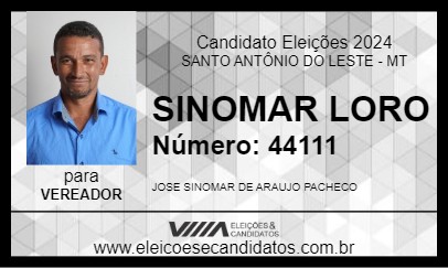 Candidato SINOMAR  LORO  2024 - SANTO ANTÔNIO DO LESTE - Eleições