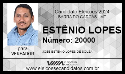 Candidato ESTÊNIO LOPES 2024 - BARRA DO GARÇAS - Eleições