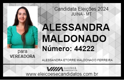 Candidato ALESSANDRA MALDONADO 2024 - JUÍNA - Eleições