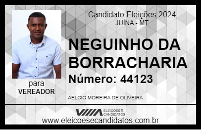 Candidato NEGUINHO DA BORRACHARIA 2024 - JUÍNA - Eleições