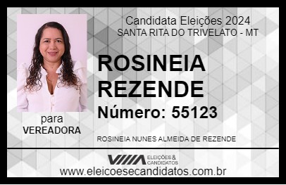 Candidato ROSINEIA REZENDE 2024 - SANTA RITA DO TRIVELATO - Eleições