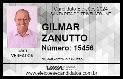 Candidato GILMAR ZANUTTO 2024 - SANTA RITA DO TRIVELATO - Eleições