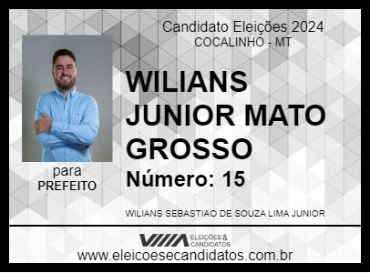 Candidato WILIANS JUNIOR MATO GROSSO 2024 - COCALINHO - Eleições