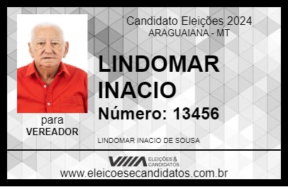 Candidato LINDOMAR INACIO 2024 - ARAGUAIANA - Eleições