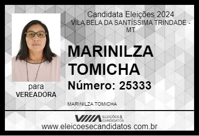 Candidato MARINILZA TOMICHA 2024 - VILA BELA DA SANTÍSSIMA TRINDADE - Eleições