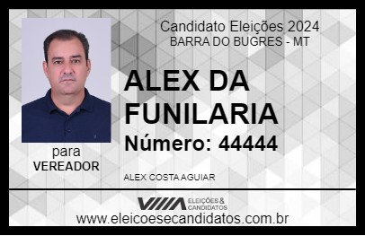 Candidato ALEX DA FUNILARIA 2024 - BARRA DO BUGRES - Eleições