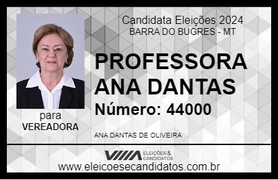 Candidato PROFESSORA ANA DANTAS 2024 - BARRA DO BUGRES - Eleições