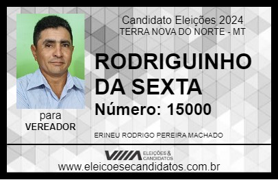 Candidato RODRIGUINHO DA SEXTA 2024 - TERRA NOVA DO NORTE - Eleições