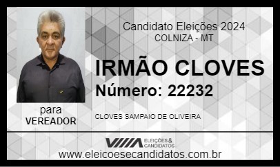 Candidato IRMÃO CLOVES 2024 - COLNIZA - Eleições