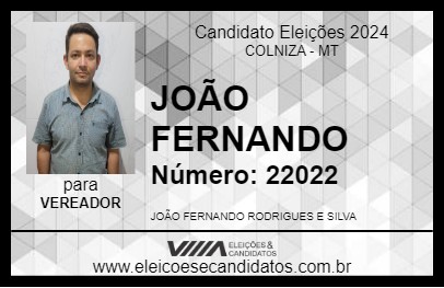 Candidato JOÃO FERNANDO 2024 - COLNIZA - Eleições