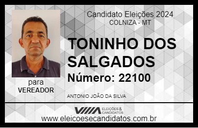 Candidato TONINHO DOS SALGADOS 2024 - COLNIZA - Eleições