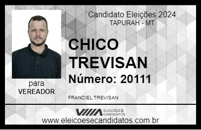 Candidato CHICO TREVISAN 2024 - TAPURAH - Eleições