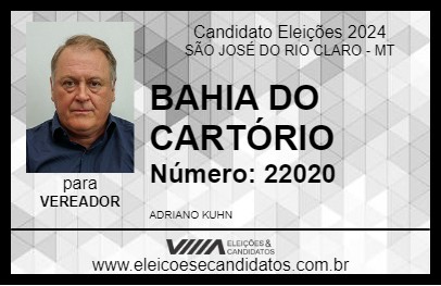 Candidato BAHIA DO CARTÓRIO 2024 - SÃO JOSÉ DO RIO CLARO - Eleições