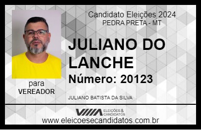 Candidato JULIANO DO LANCHE 2024 - PEDRA PRETA - Eleições