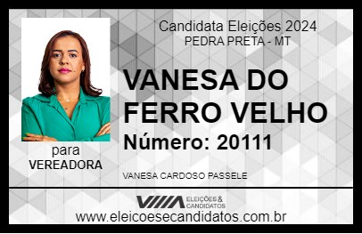 Candidato VANESA DO FERRO VELHO 2024 - PEDRA PRETA - Eleições