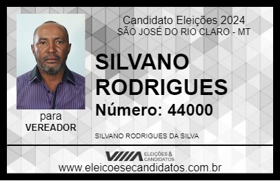 Candidato SILVANO RODRIGUES  2024 - SÃO JOSÉ DO RIO CLARO - Eleições