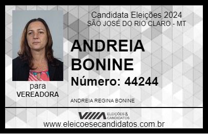 Candidato ANDREIA BONINE 2024 - SÃO JOSÉ DO RIO CLARO - Eleições