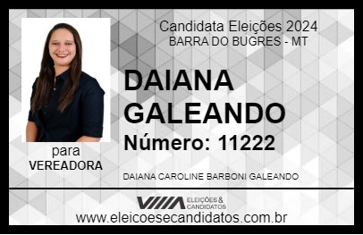 Candidato DAIANA GALEANDO 2024 - BARRA DO BUGRES - Eleições