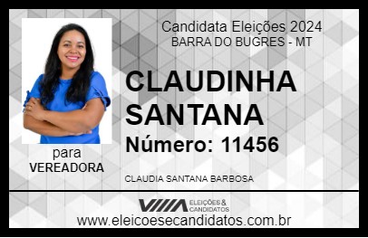 Candidato CLAUDINHA SANTANA 2024 - BARRA DO BUGRES - Eleições