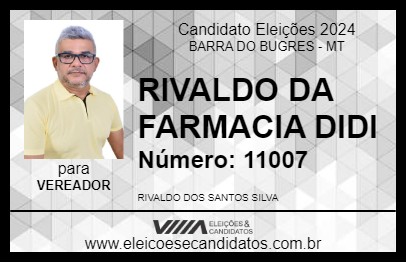 Candidato RIVALDO DA FARMACIA DIDI 2024 - BARRA DO BUGRES - Eleições