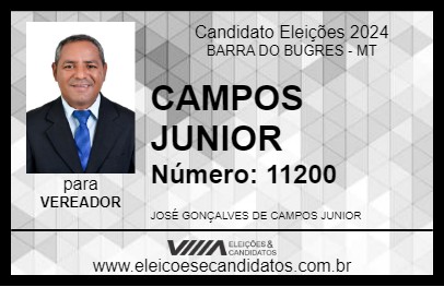 Candidato CAMPOS JUNIOR 2024 - BARRA DO BUGRES - Eleições