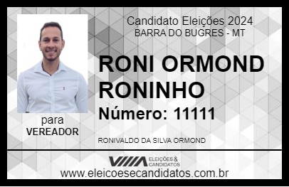 Candidato RONI ORMOND RONINHO 2024 - BARRA DO BUGRES - Eleições