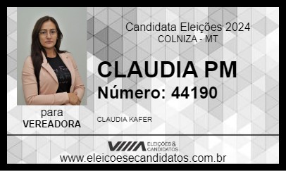 Candidato CLAUDIA PM 2024 - COLNIZA - Eleições