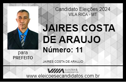 Candidato JAIRES COSTA DE ARAUJO 2024 - VILA RICA - Eleições