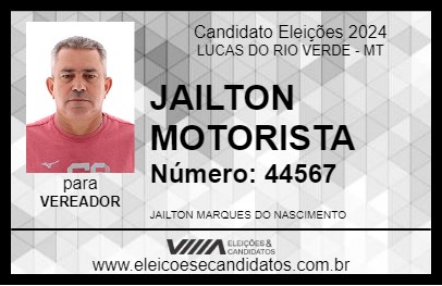 Candidato JAILTON MOTORISTA 2024 - LUCAS DO RIO VERDE - Eleições