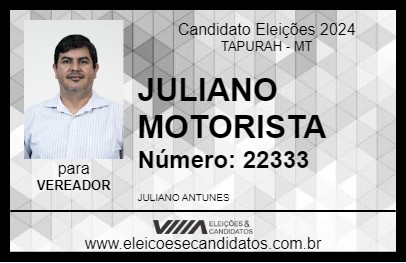 Candidato JULIANO MOTORISTA 2024 - TAPURAH - Eleições