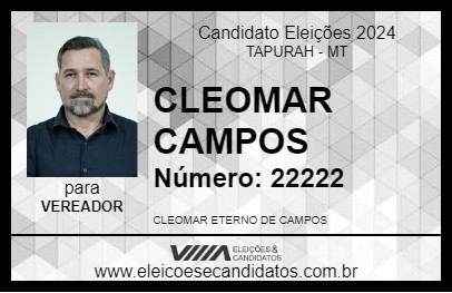 Candidato CLEOMAR CAMPOS 2024 - TAPURAH - Eleições