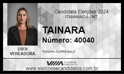 Candidato TAINARA 2024 - ITANHANGÁ - Eleições