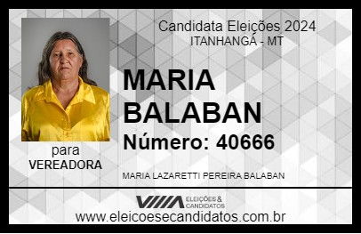 Candidato MARIA BALABAN 2024 - ITANHANGÁ - Eleições