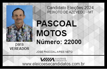 Candidato PASCOAL MOTOS 2024 - PEIXOTO DE AZEVEDO - Eleições