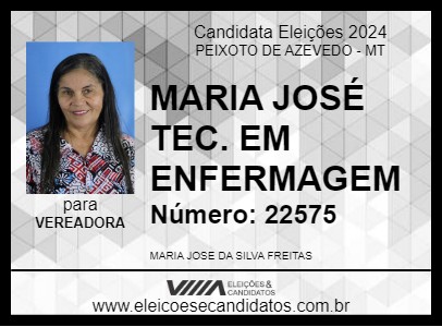 Candidato MARIA JOSÉ TEC. EM ENFERMAGEM 2024 - PEIXOTO DE AZEVEDO - Eleições