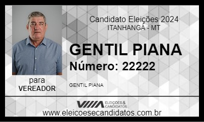 Candidato GENTIL PIANA 2024 - ITANHANGÁ - Eleições