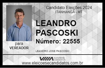 Candidato LEANDRO PASCOSKI 2024 - ITANHANGÁ - Eleições