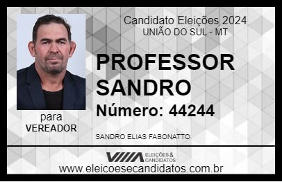 Candidato PROFESSOR SANDRO 2024 - UNIÃO DO SUL - Eleições