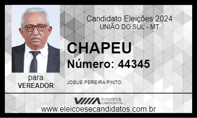 Candidato CHAPEU 2024 - UNIÃO DO SUL - Eleições