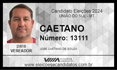 Candidato CAETANO 2024 - UNIÃO DO SUL - Eleições