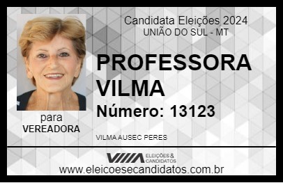 Candidato PROFESSORA VILMA 2024 - UNIÃO DO SUL - Eleições