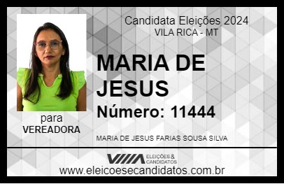 Candidato MARIA DE JESUS 2024 - VILA RICA - Eleições