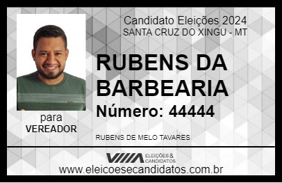 Candidato RUBENS DA BARBEARIA 2024 - SANTA CRUZ DO XINGU - Eleições