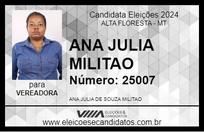 Candidato ANA JULIA MILITAO 2024 - ALTA FLORESTA - Eleições