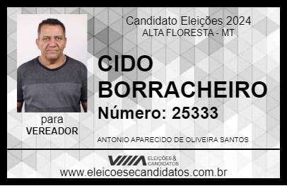 Candidato CIDO BORRACHEIRO 2024 - ALTA FLORESTA - Eleições