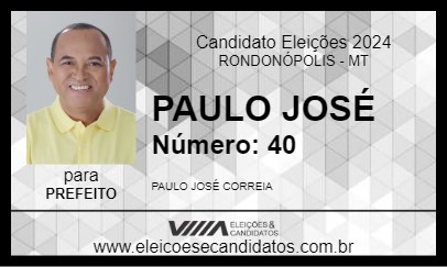 Candidato PAULO JOSÉ 2024 - RONDONÓPOLIS - Eleições