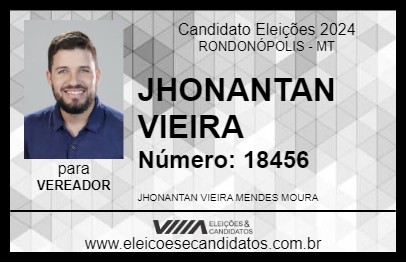 Candidato JHONANTAN VIEIRA 2024 - RONDONÓPOLIS - Eleições